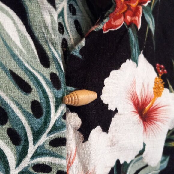 Vintage Liberty House Young Hawaii Cropped Shirt-Medium-Toggle Button-Sleeveless - Picture 4 of 8